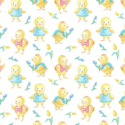 Милые акварельные цыплята.