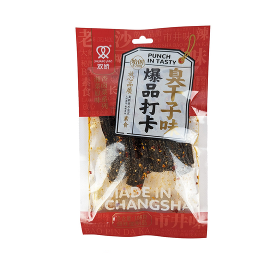 Соевая закуска SHUANG JIAO punch in tasty полоски с чили перцем супер острый вкус, 108гр (красная упаковка)