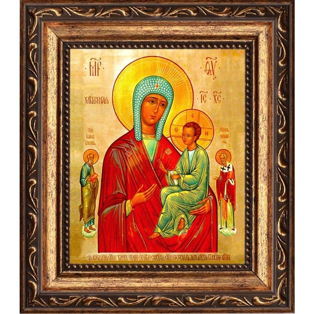 Хлебная икона Божьей Матери на холсте.