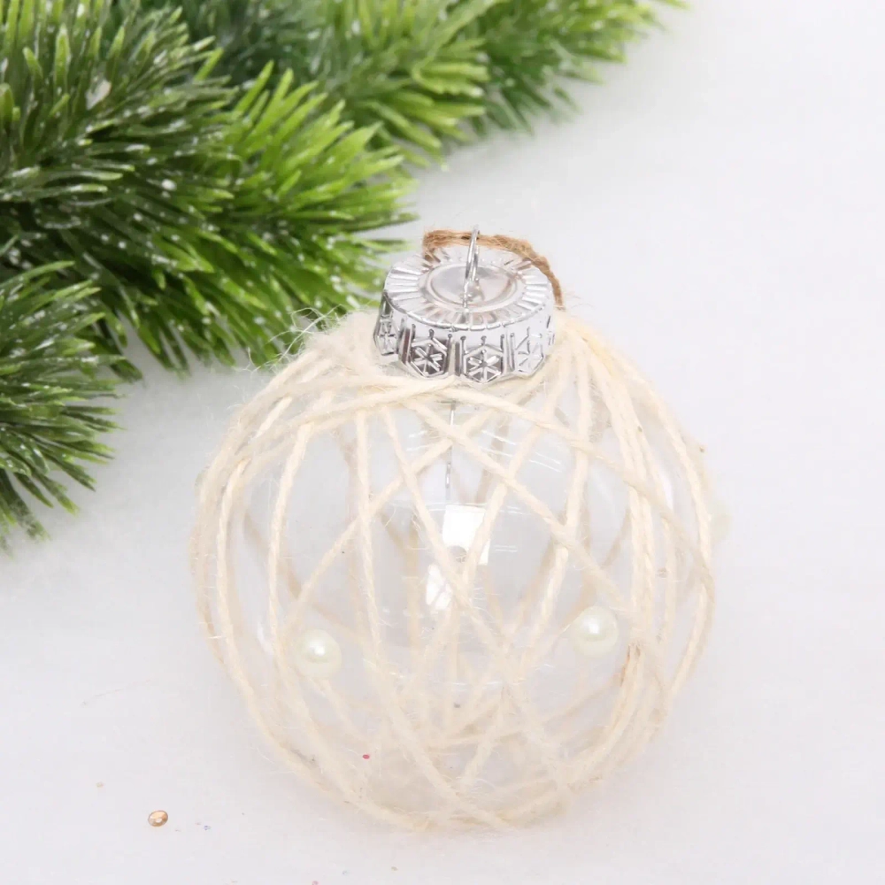 Новогодний шар «Морозное очарование» 8 см, Перламутр/Бежевый