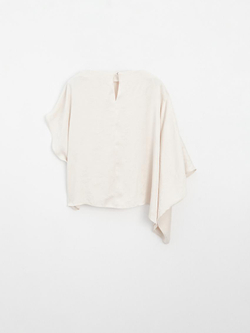 Massimo Dutti Струящийся топ с рукавами-накидкой, натуральный