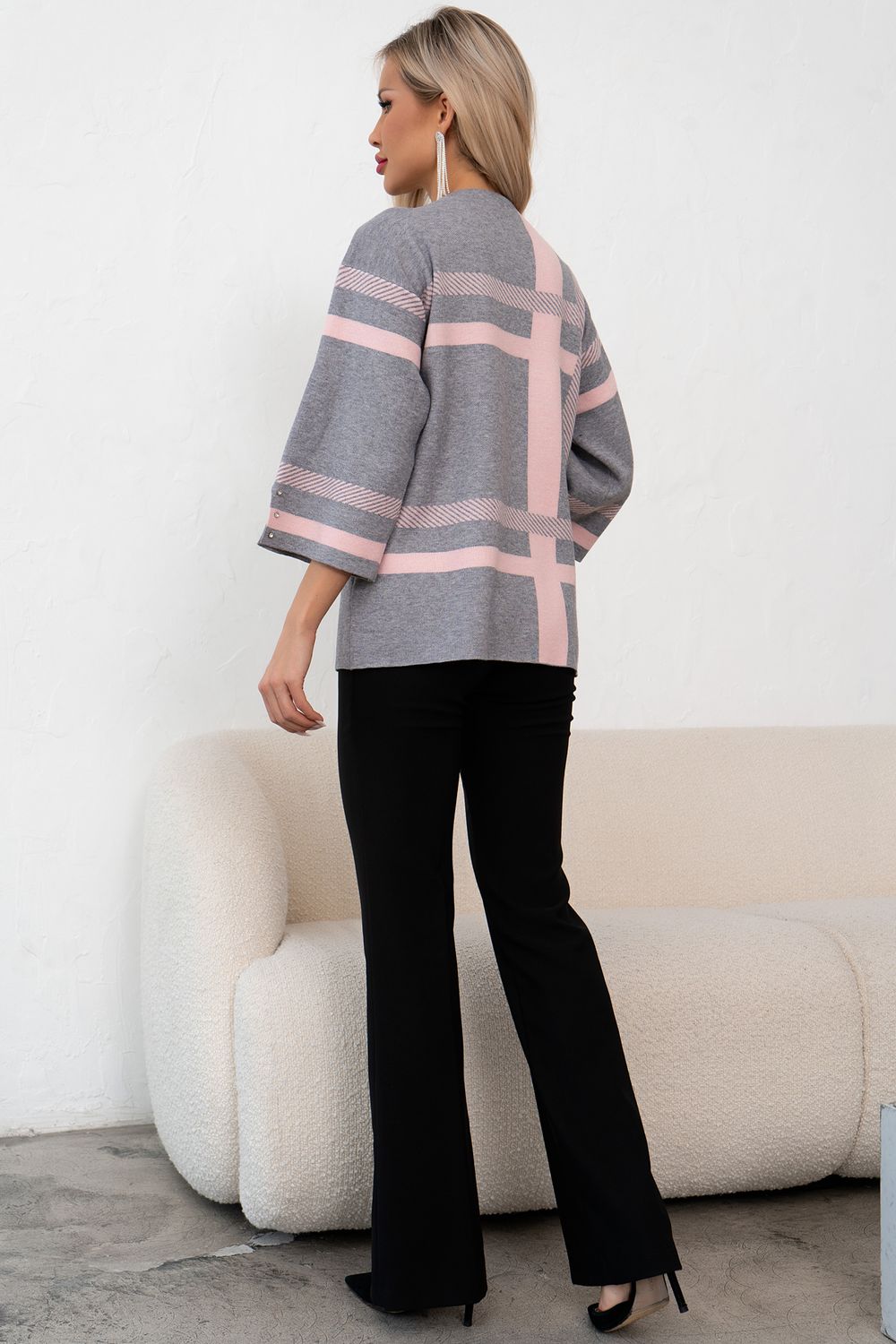 Джемпер (серый/пудровый/полоска) Б11-242/24 Nikol