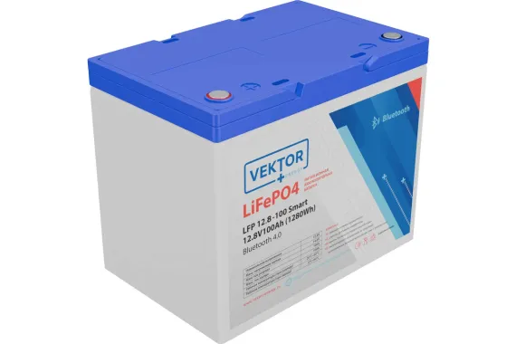 Литиевый аккумулятор VEKTOR BATTERY LFP 12,8-100 Smart BMS 100A (Bluetooth 4.0)