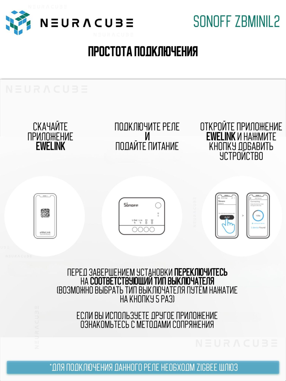 ZigBee Реле Sonoff ZBMINIL2 Extreme, 6A/1320Вт (Работает с Алисой)