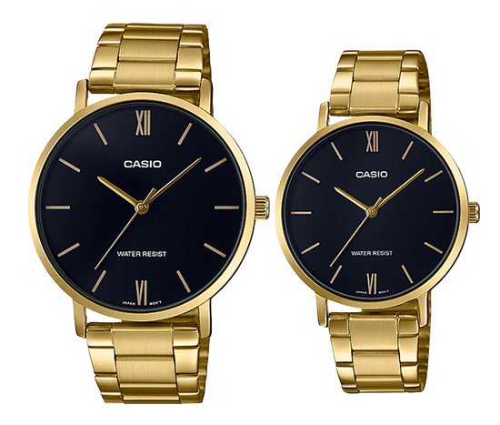 Парные часы Casio Standard: MTP-VT01G-1B и LTP-VT01G-1B