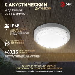 Светильник ЖКХ светодиодный ЭРА SPB-201-2-40K-015 IP65 15Вт 1425Лм 4000К с оптико-акустическим датчиком | Светильники для ЖКХ IP65