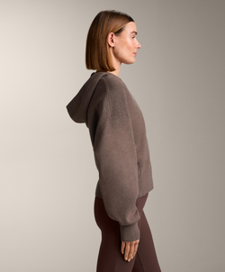 Oysho Вязаная куртка с капюшоном, серо-коричневый