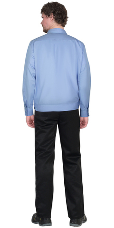 Рубашка Охранника на резинке, длинный рукав, голубая с темно-синим