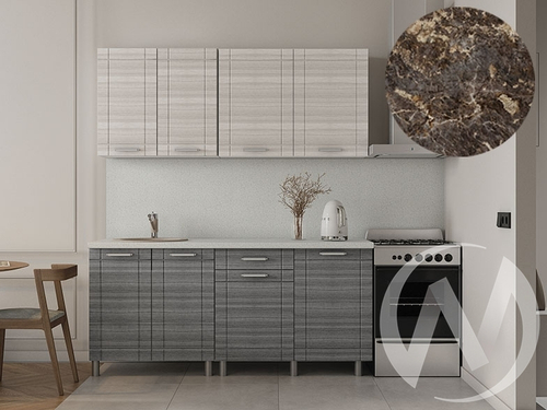 Кухня Салли 1.8м (корпус белый/сандал белый; сандал серый) 38мм королевский опал