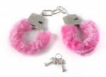 Металлические наручники с розовым мехом Furry Cuffs Pink (розовый с серебряным) (Цвет: розовый с серебряным)