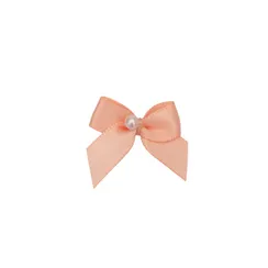 Бантик персик с бусинкой