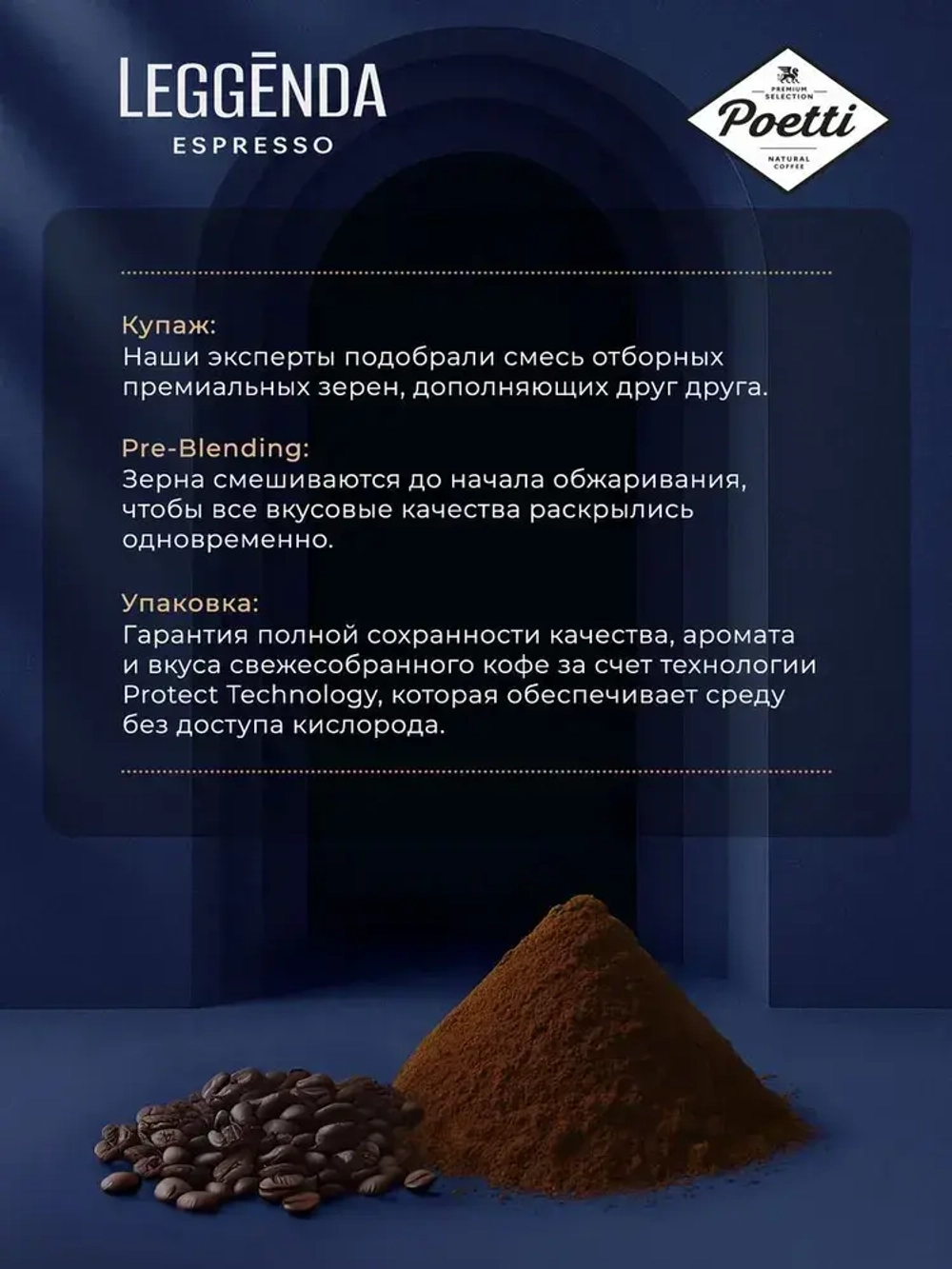 Кофе в зёрнах Poetti Leggenda Espresso, арабика, 1 кг