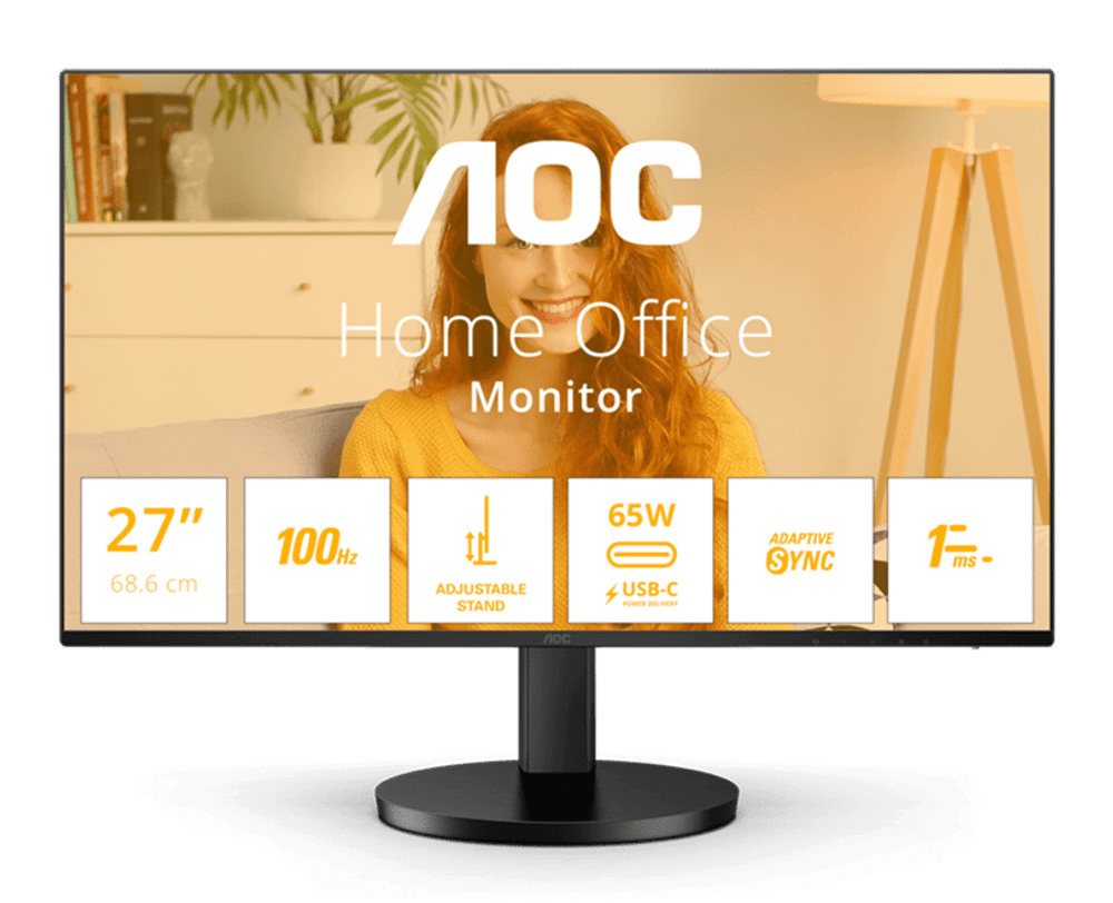 Монитор 27" AOC Q27B3CF2/01 IPS 2560x1440 100Hz 1мс 350кд/м 1300:1 1xHDMI 1x 2xUSB3.2 1xUSB-C 2x2W
