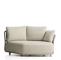 Изогнутый модуль уличного дивана Osani из алюминия экрю и веревки цвета таупе 167 см