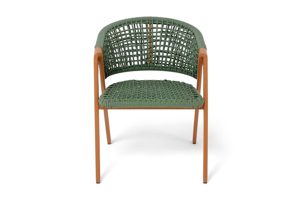 "Амстердам" стул плетеный из роупа, каркас алюминий, роуп зеленый круглый