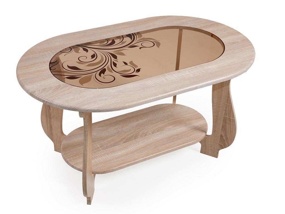 Стол журнальный СЖ-21 с рисунком Р3 дуб сонома