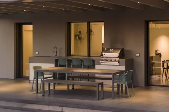 Стол металлический раздвижной Rio Alu, 210-280х100 см, тортора