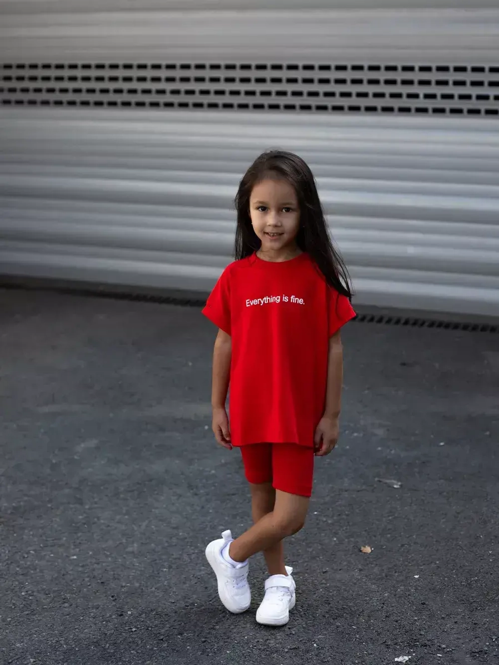 Костюм для девочки, футболка и велосипедки