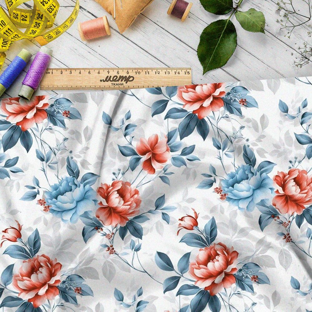 Ткань премиум шифон символы цветения