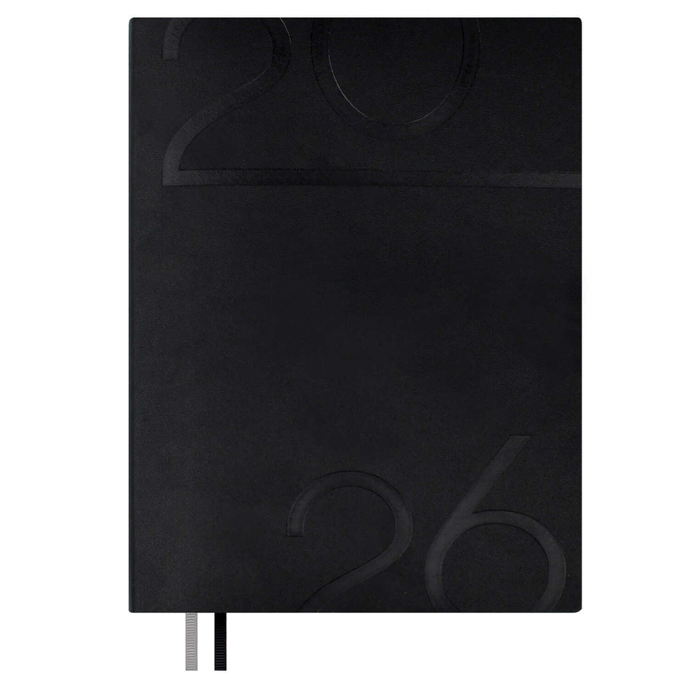 Ежедневник датированный 2026 ESCALADA, #ДУМАЙ КАК МИЛЛИАРДЕР, А5+, 176 л., арт. 70211/ 10 КАССАНДРА ЧЁРНЫЙ (кожзам: 175х245 мм, мягкий переплёт, запаянный край, материал обложки: искусственная кожа "Кассандра"; декор: блинтовое тиснение; способ крепл