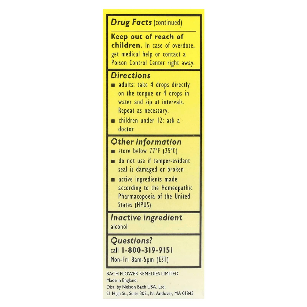 Bach, Original Flower Remedies, Rescue Remedy®, натуральное средство для снятия стресса, 10 мл (0,35 жидк. унции)