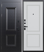 Входная дверь FlyDoors АРКАН ШТАМП Букле чёрный - Веллюто Бьянко