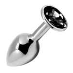 Металлическая анальная пробка 7см с черным кристаллом Cnex Alive Mini Black Crystal Metal Anal Plug Size S