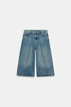 ZARA ДЖИНСОВЫЕ ШОРТЫ СО СРЕДНЕЙ ПОСАДКОЙ — ZW COLLECTION, СИНИЙ