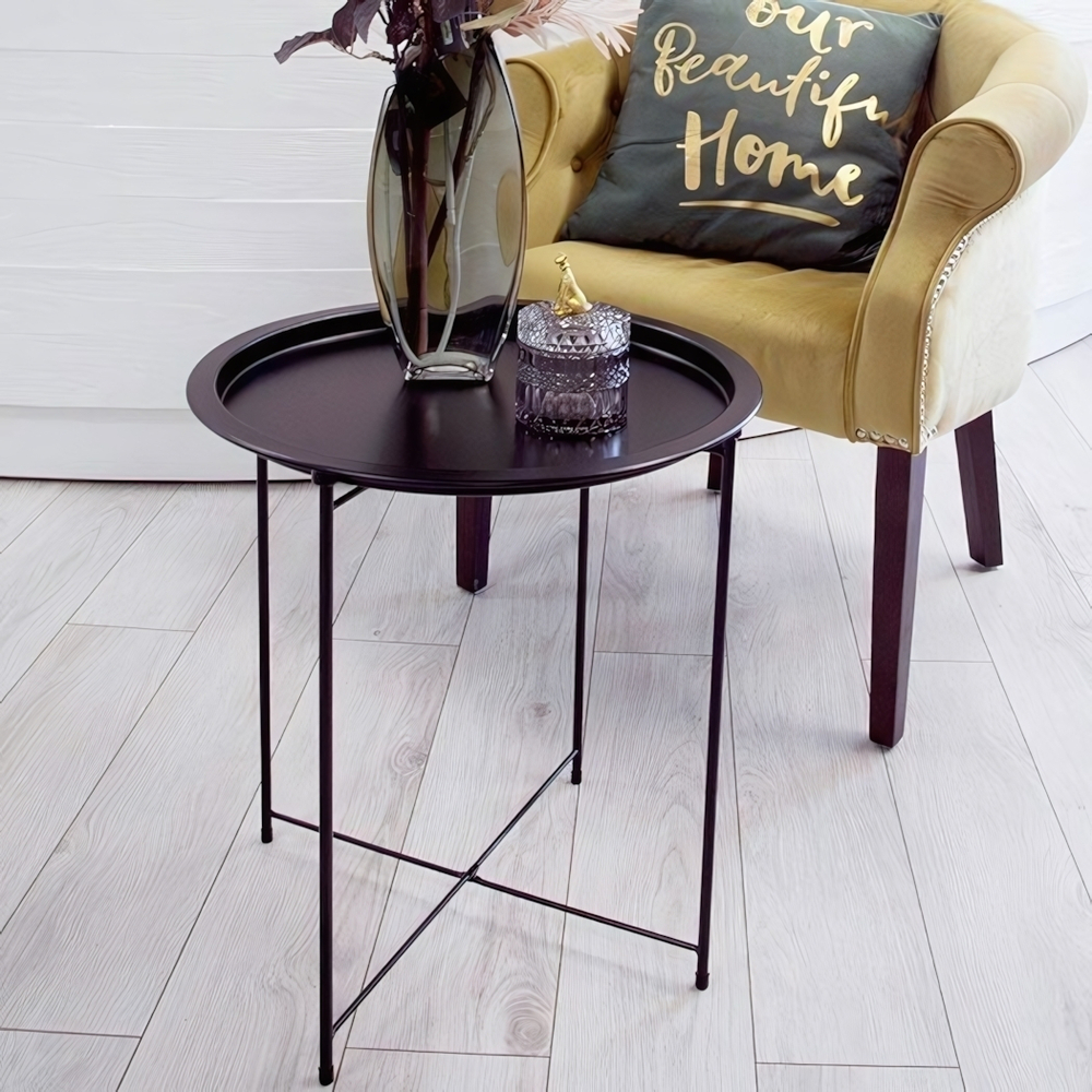 Столик складной металлический, Д470 Ш470 В505, черный