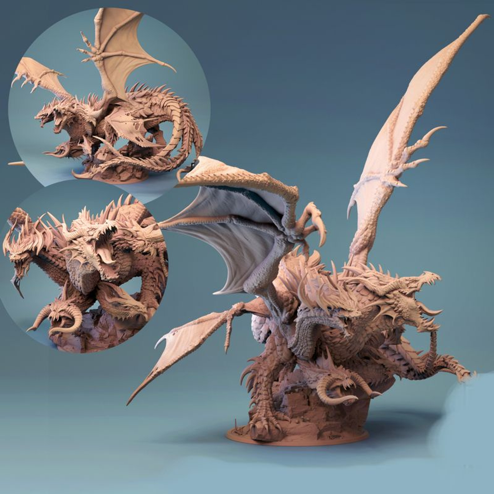 Tiamat Тиамат дракон монстр миниатюра для dnd, днд, pathfinder, фентези, Настольная игра, НРИ, Варгейм, РПГ