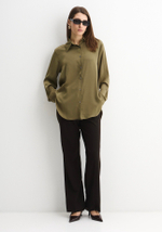 Блуза из атласа олива