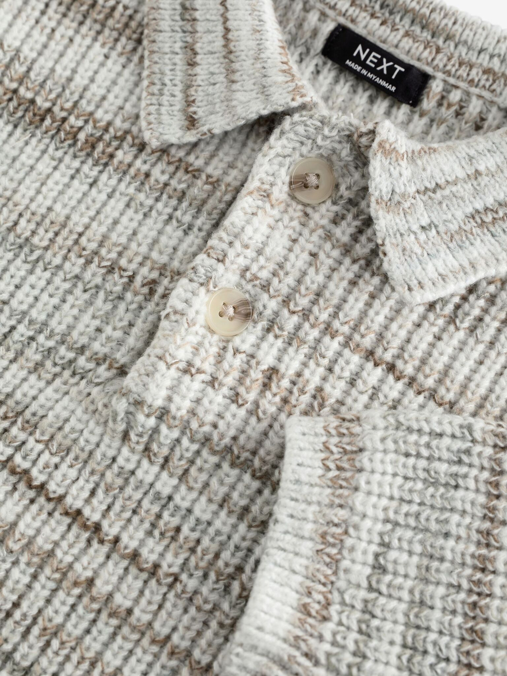 Поло с длинным рукавом вязаное для мальчика Next K82-692, Светло-серый