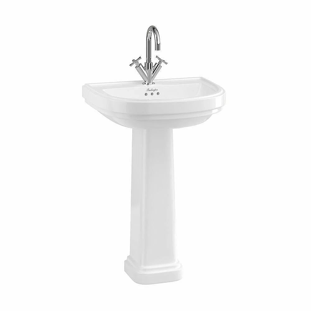 Раковина на пьедестале Burlington Riviera 58 RIV3 1TH RIV6 с 1 отверстием белая