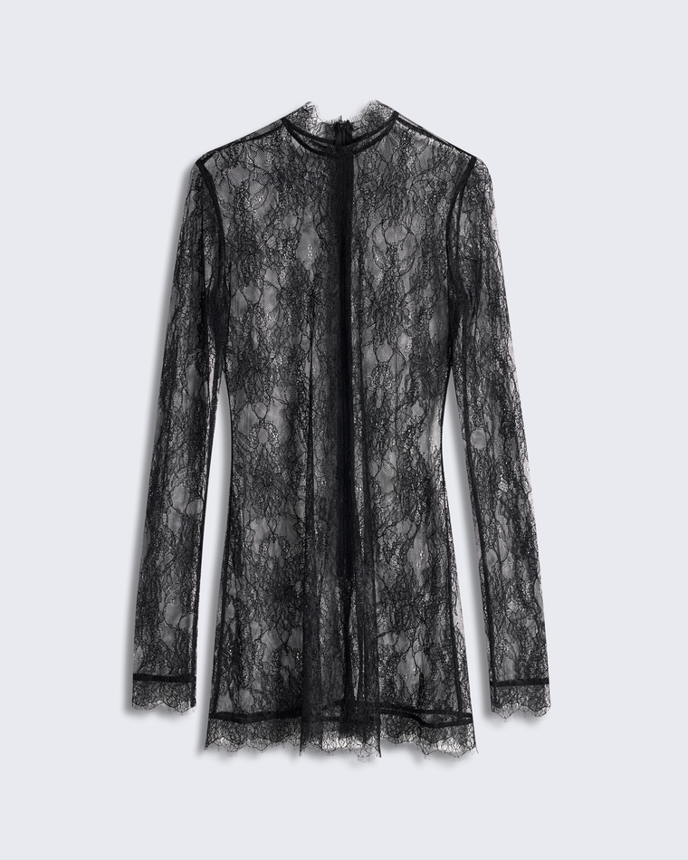 Топ из тонкого кружева черный