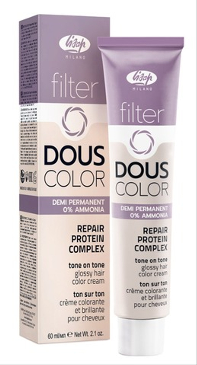 Полуперманентный безаммиачный крем-краситель тон-в-тон - Lisap Filter Dous Сolor 60мл