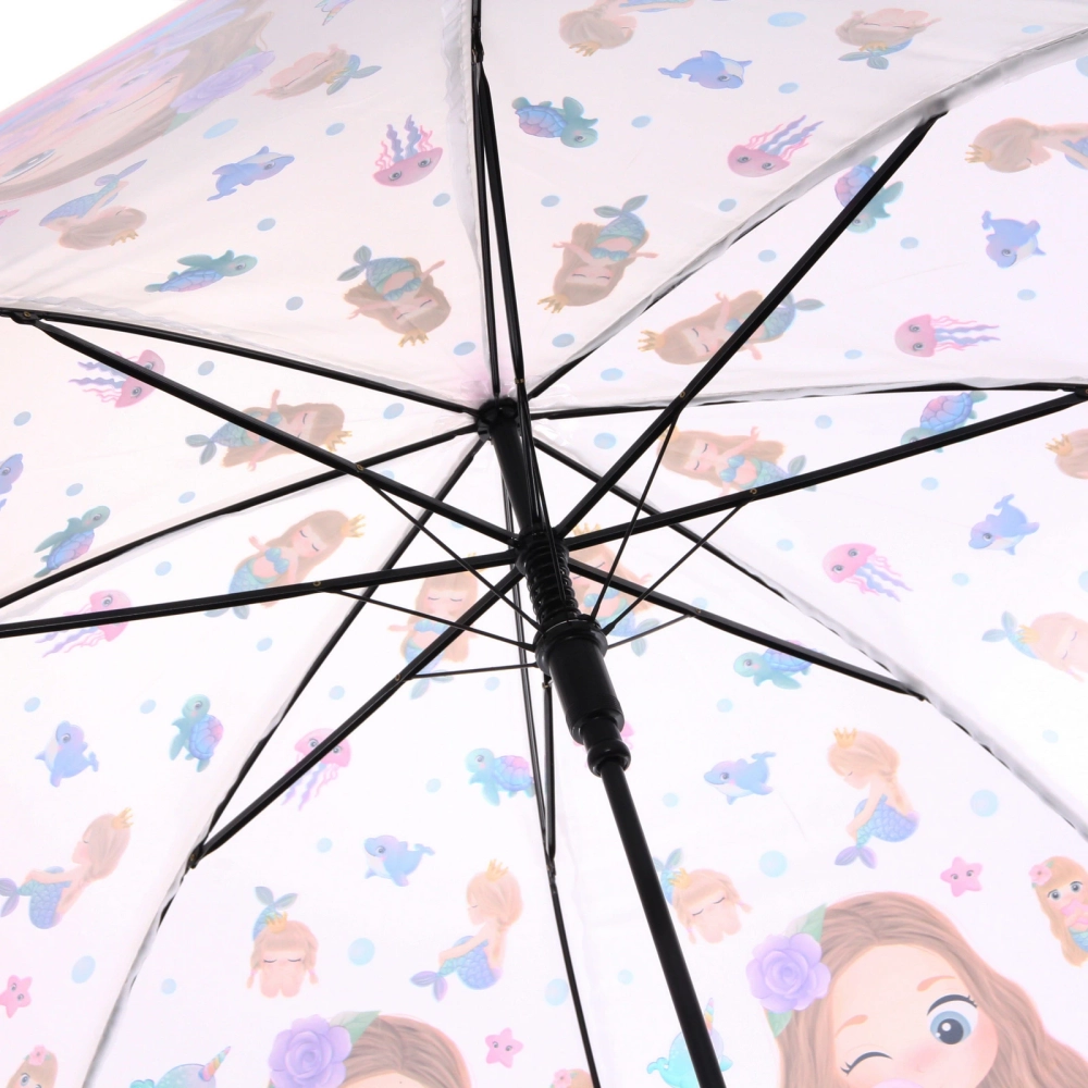 Зонт детский полуавтомат «Русалочка», 8 спиц, d-80см, длина в слож. виде 65см