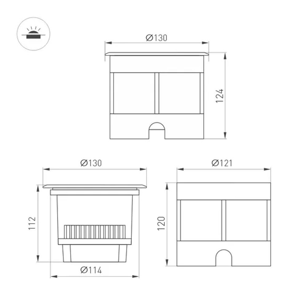 Светильник LTD-DAFNA-GROUND-R130-11W Day4000 (SL, 35 deg, 230V) (Arlight, IP67 Металл, 5 лет) 061187