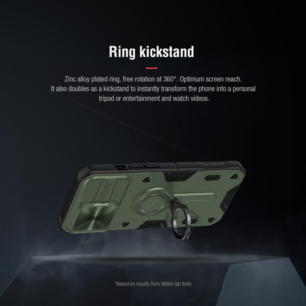 Противоударный чехол с кольцом и защитой камеры Nillkin CamShield Armor Case для iPhone 13 Pro