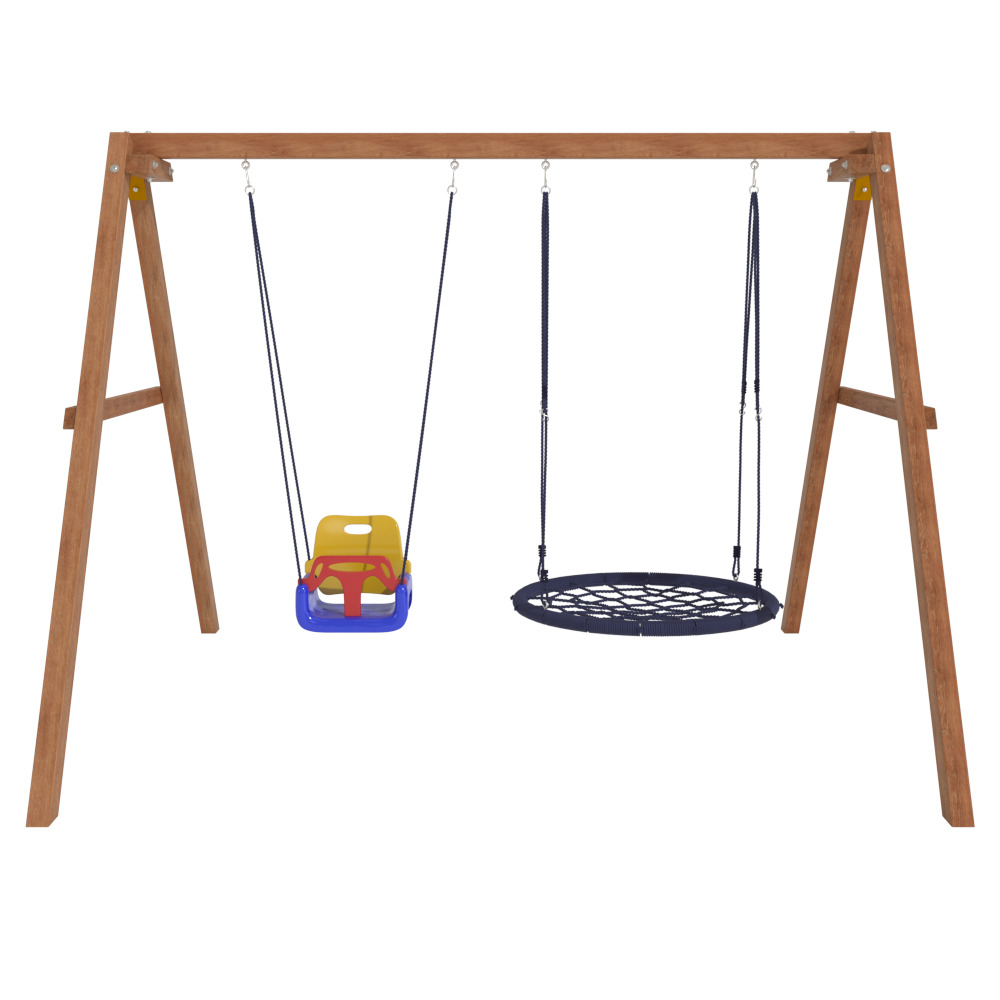 Деревянные качели с качелями гнездо 100 см и качелями со спинкой P911-7