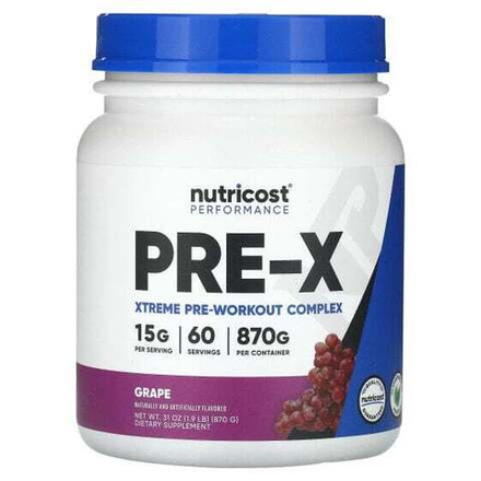 Предтренировочные комплексы Nutricost, Performance, Pre-X, Grape, 870 г (1,9 фунта)