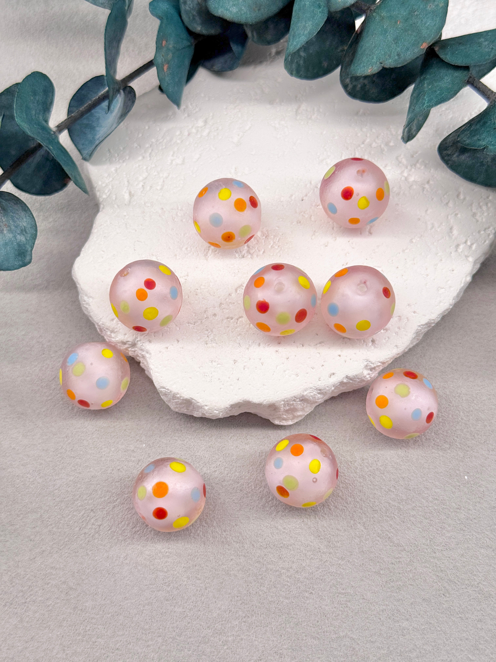 Стеклянные бусины лэмпворк 15 мм "Радость" 2 штуки