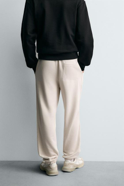 ZARA БАЗОВЫЕ БРЮКИ-ДЖОГГЕРЫ, СВЕТЛО-БЕЖЕВЫЙ