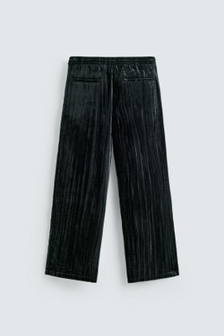 ZARA БАРХАТНЫЕ БРЮКИ СО СКЛАДКАМИ, СИНИЙ/ЧЕРНЫЙ