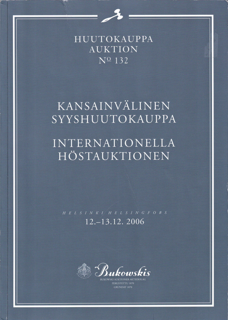 Каталог аукциона Bukowskis, Хельсинки, Международный осенний аукцион № 132 от 12-13 декабря 2006 года