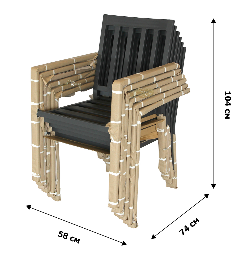 Набор мебели Эдмонд арт.GS065 серый, серый 3 уп. (стол 1кор.+6 стульев (штабель с под.)+под.в кор.) "Garden story"