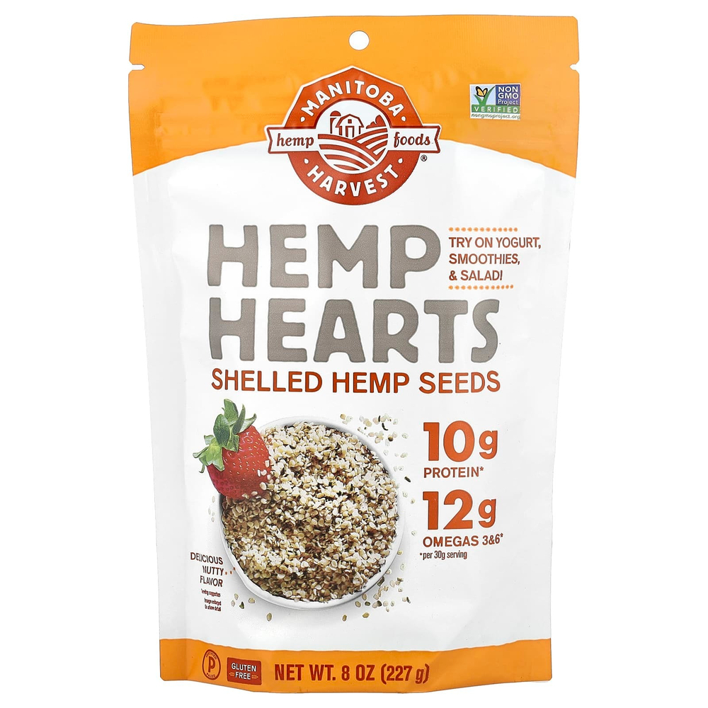 Manitoba Harvest, Hemp Hearts, очищенные семена конопли, с ореховым ароматизатором, 227 г (8 унций)
