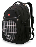 Качественный с гарантией прочный рюкзак на молнии чёрный объёмом 32 л из полиэстера 600D с отделением для ноутбука 15", боковыми карманами для бутылок из эластичной сетки, эргономичной ручкой, спинкой и ремнями с системой циркуляции воздуха Airflow, карманом для МР3-плеера и отверстием для наушников WENGER 3107204408