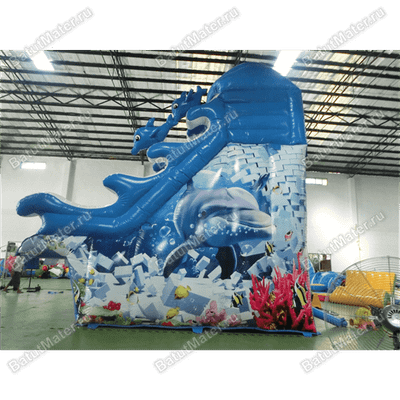 Надувная водная горка для бассейна «Сальто дельфина» 8*6*7 м