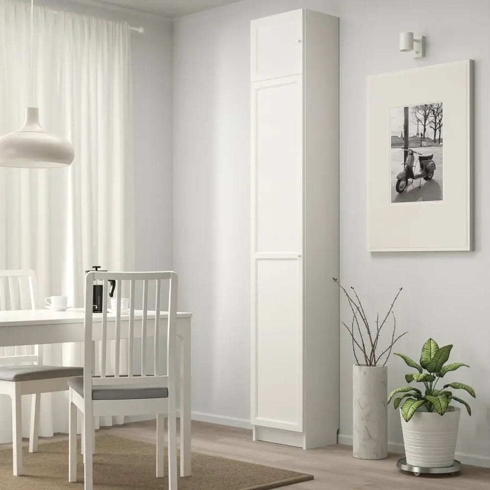 Книжный шкаф с дверцей - BILLY/OXBERG IKEA/ БИЛЛИ/ОКСБЕРГ ИКЕА, 30х40х237 см, белый