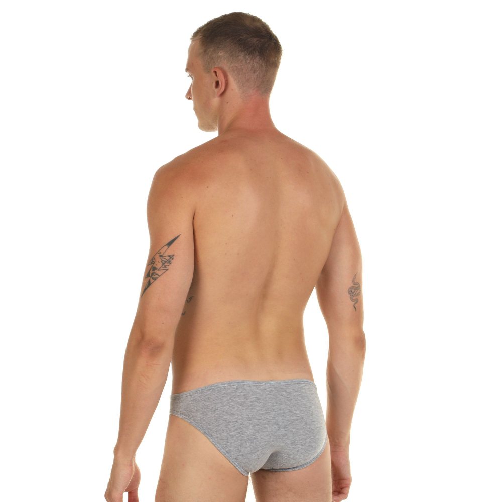 Серые меланжевые мужские трусы-слипы с низкой посадкой (Размер: M) (Цвет: серый)